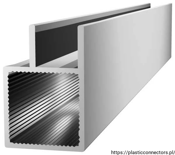 Aluminium-Spezialprofil, Quadratrohr + U, 20x20x1,5 mm
