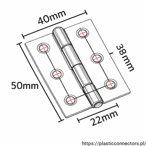 Edelstahlscharnier 40x50x1mm