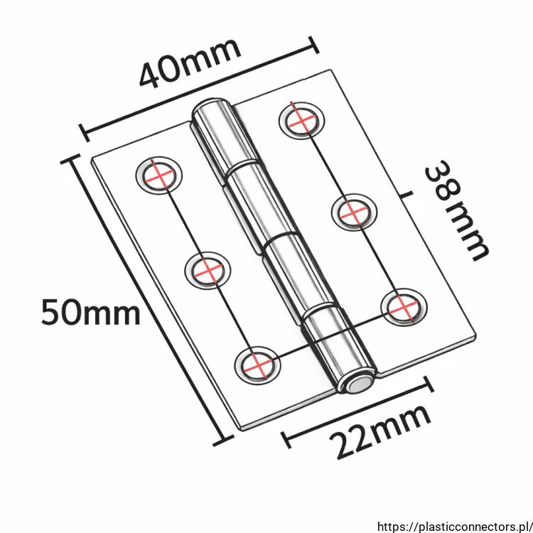Edelstahlscharnier 40x50x1mm
