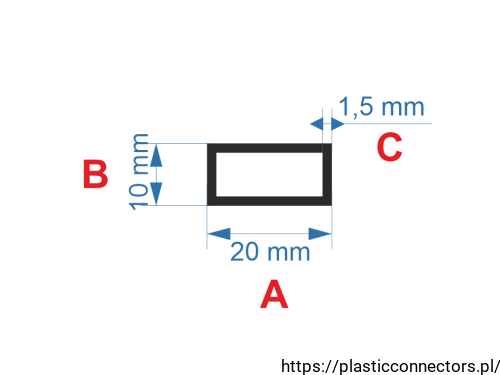 Aluminiumprofil Rechteckrohr Abmessungen 20x10mm.png