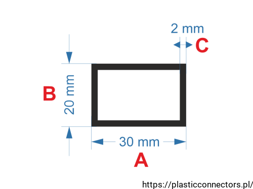 Aluminiumprofil Rechteckrohr Abmessungen 30x20mm.png
