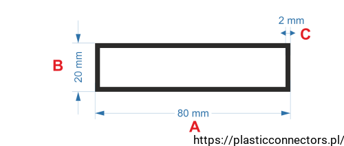 Aluminiumprofil Rechteckrohr Abmessungen 80x20mm.png
