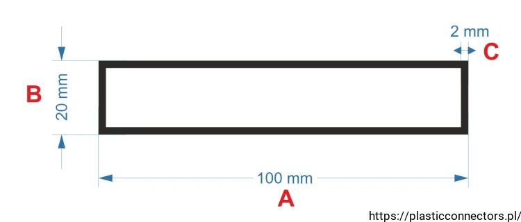Aluminiumprofil Rechteckrohr Abmessungen 100x20mm.png