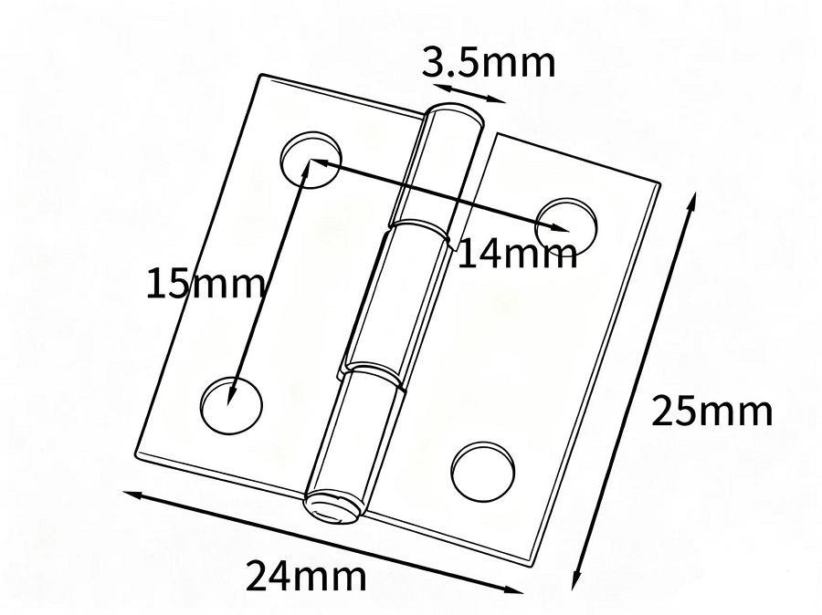 Kompaktes Scharnier Edelstahl AISI 201 25x24mm