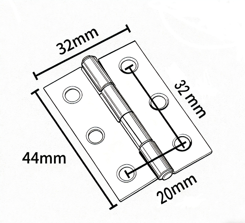 Kompaktes Scharnier Edelstahl AISI 201 44x32mm