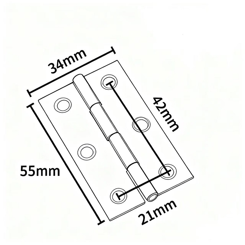 Kompaktes Scharnier Edelstahl AISI 201 55x34mm