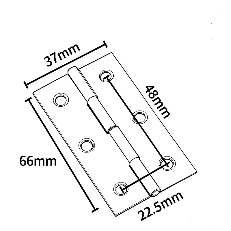 Kompaktes Scharnier Edelstahl AISI 201 66x37mm