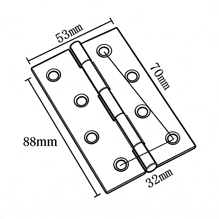 Kompaktes Scharnier Edelstahl AISI 201 88x53mm